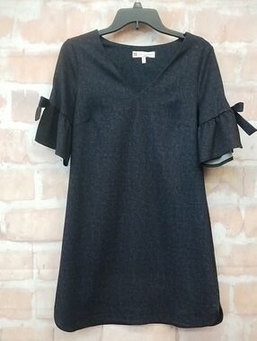 Jude Connally Navy Shift Dress with Bow Sleeve Detail